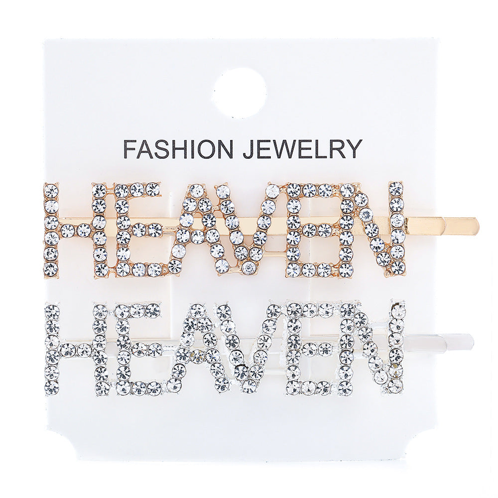Wholesale Women's Diamond Letter All-match Bangs Hairpin Clip